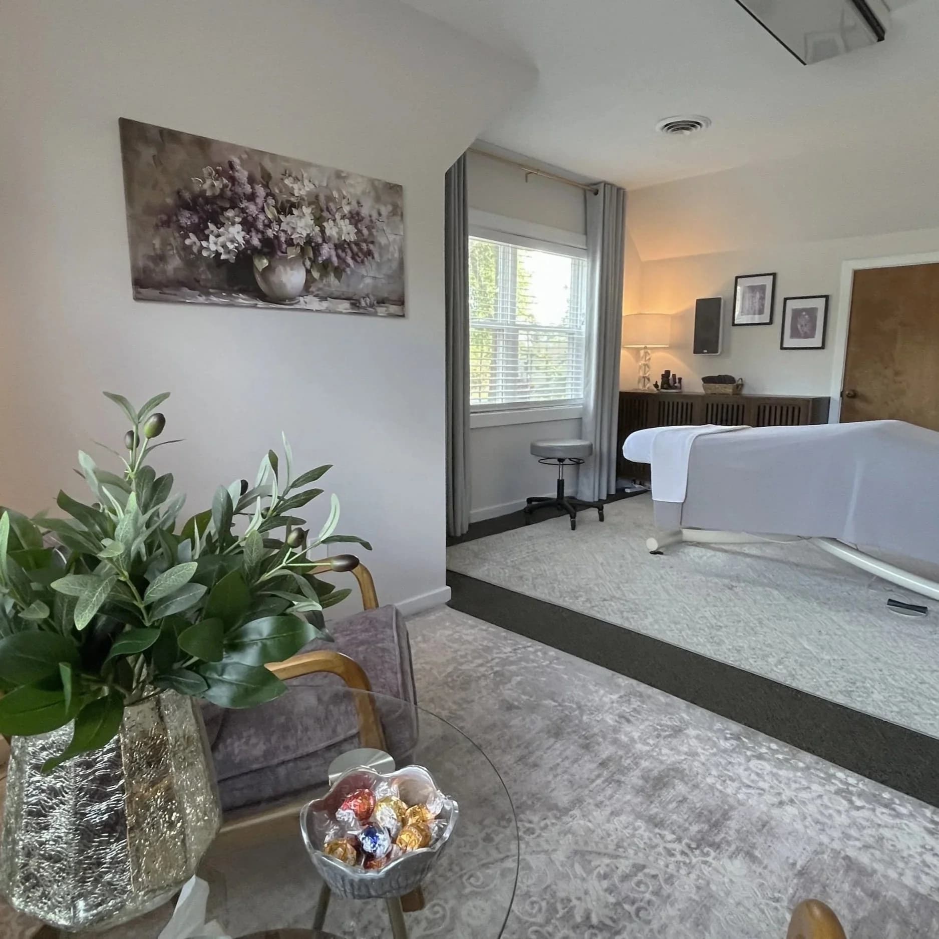 Interior hallway with directions